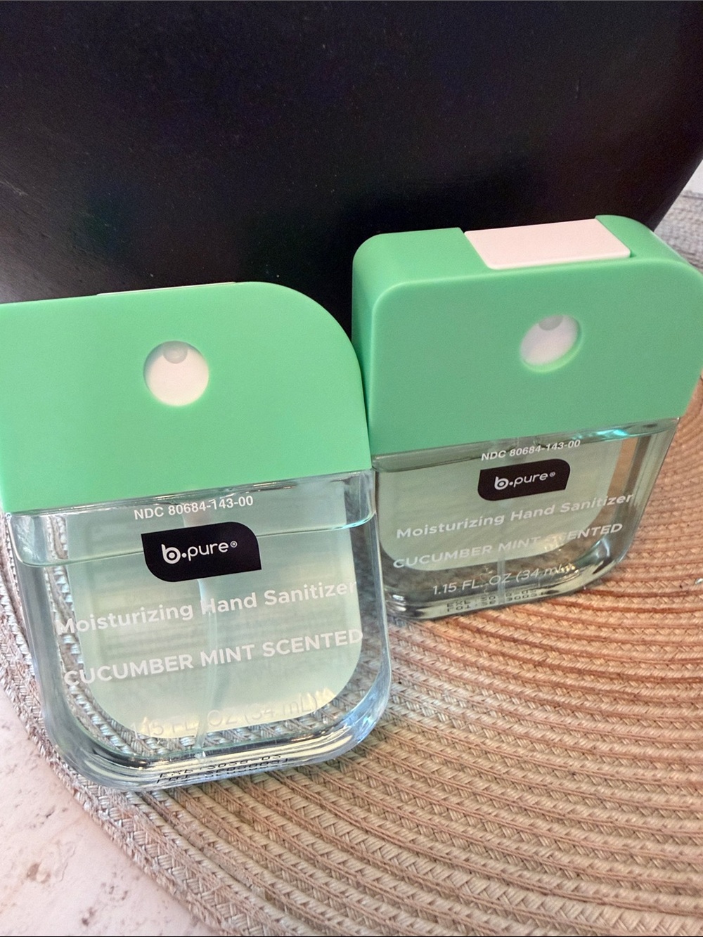 B Pure Moisturizing Hand Sanitizer Cucumber Mint Scent Set of 2 1.15 Oz. New